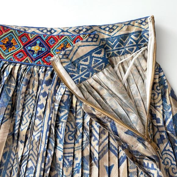 NWT Anthropologie Hemant & Nandita Pleated Beaded Midi Skirt Size XS - Picture 5 of 14